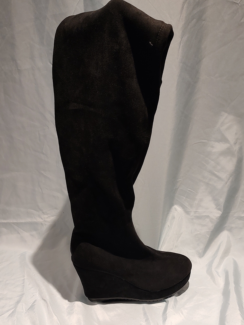 Women's Black Knee-High Wedge Boots